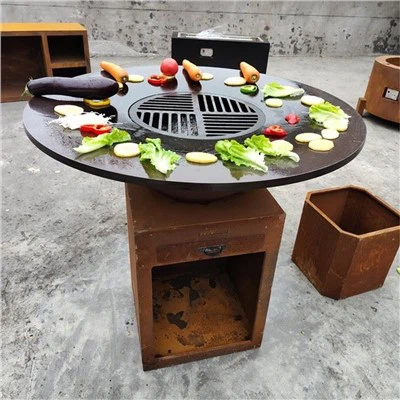 কর্টেন ইস্পাত ফায়ার পিট টেবিল / BBQ