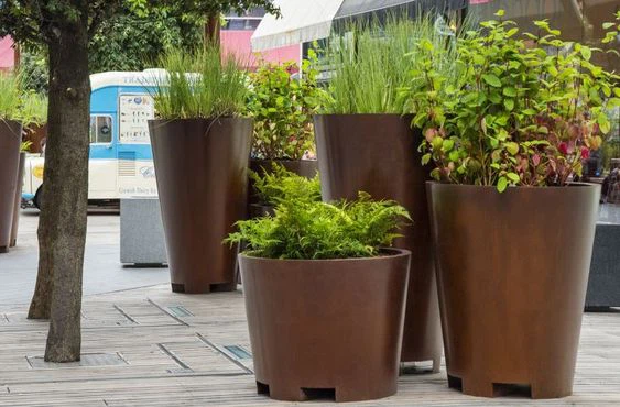 Corten Planters বৃত্তাকার বেস