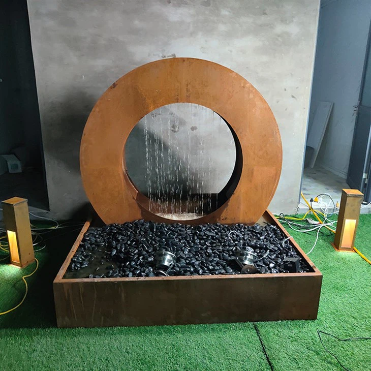 Outdoor Corten Steel Ring Fountain