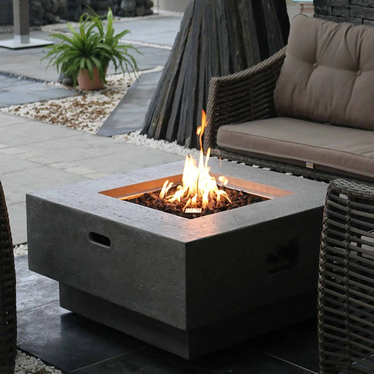 Square Corten Steel Gas Fire Pit